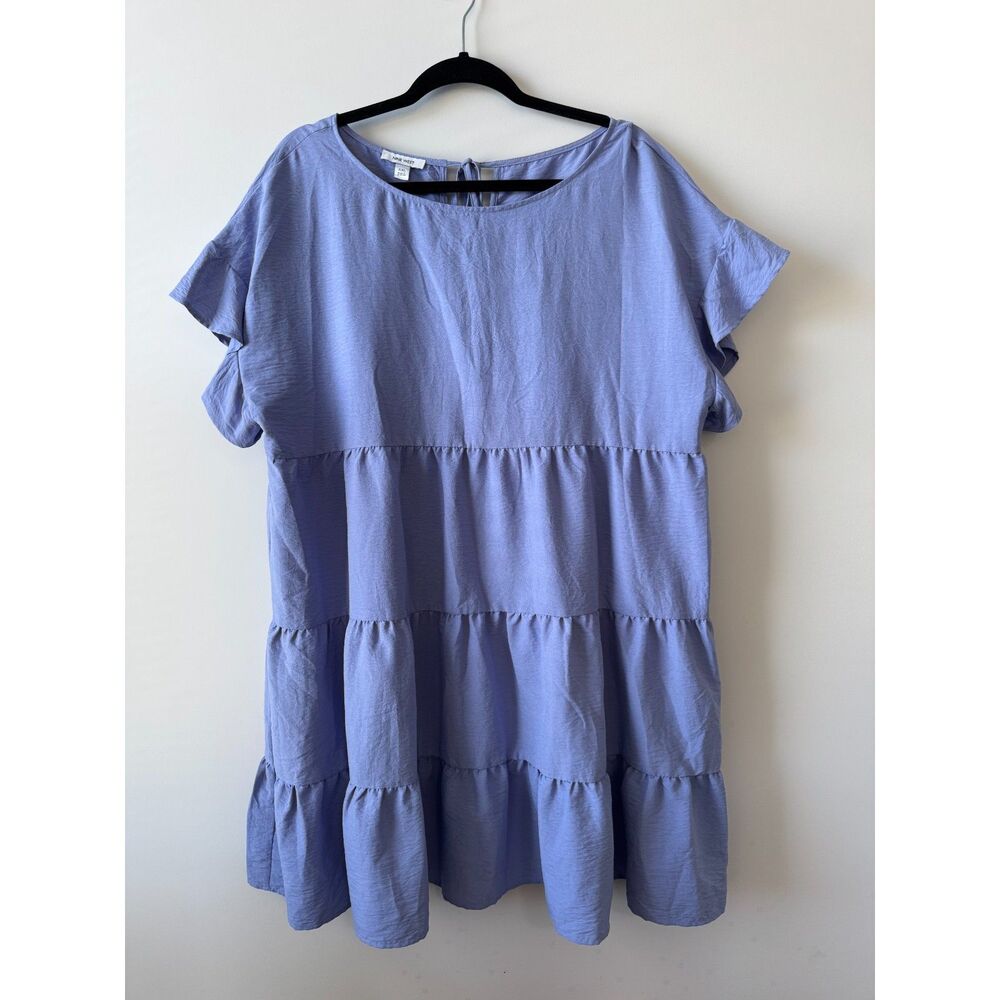 Nine West Periwinkle Blue Tiered Babydoll Dress Plus Size 2XL
